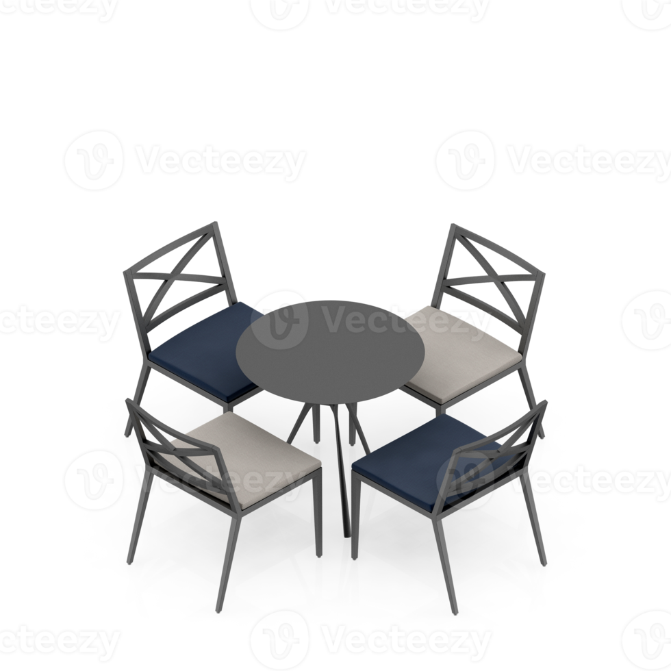 isometrische tabellensatzperspektive 3d-rendering png