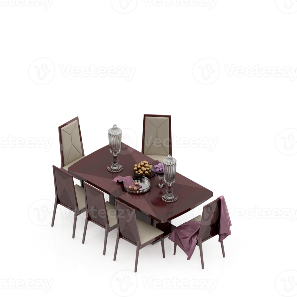 Isometric Table set Perspective 3D render png