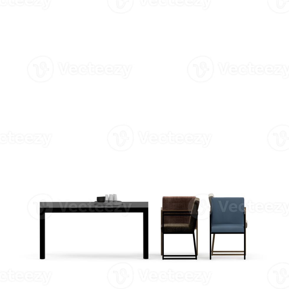 Isometric Table set front 3D render png