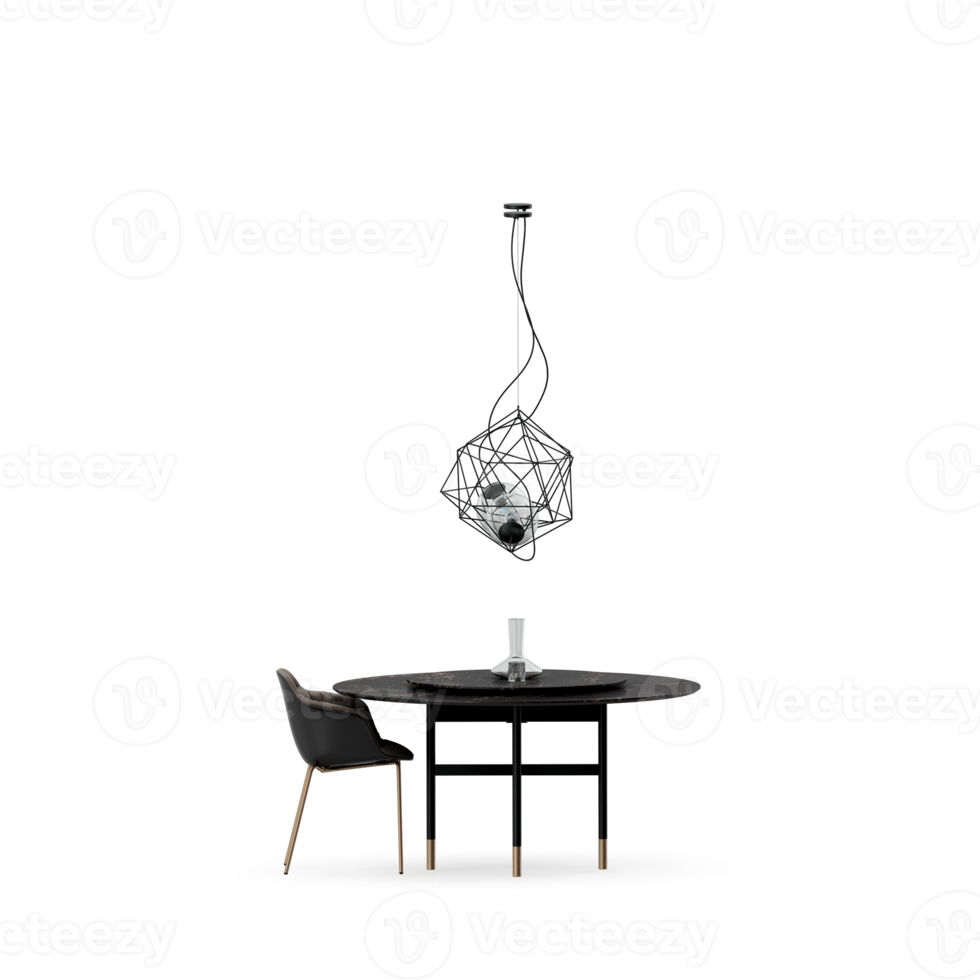 Isometric Table set front 3D render png