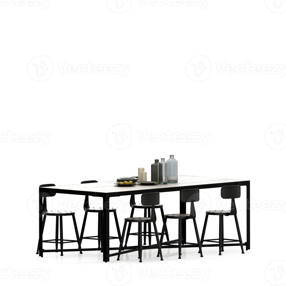 Isometric Table set front 3D render png