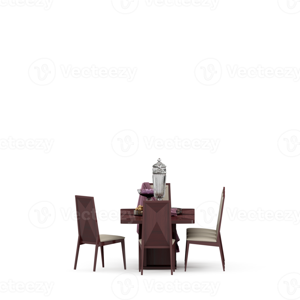 Isometric Table set front 3D render png