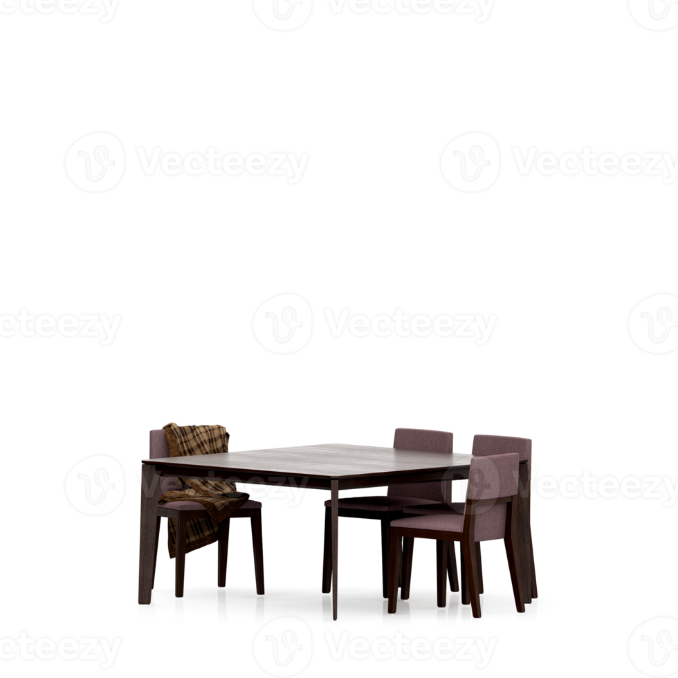 Isometric Table set front 3D render png