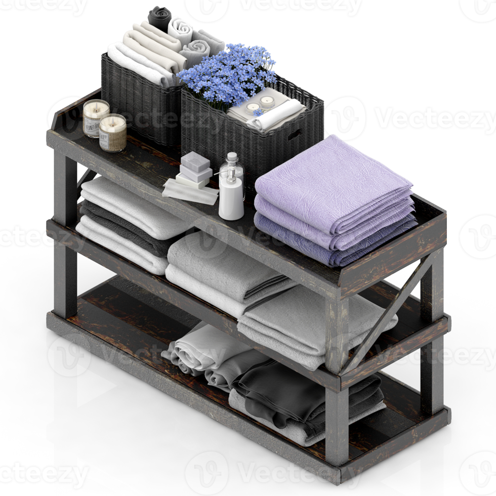 Isometric towels 3D isolated render png