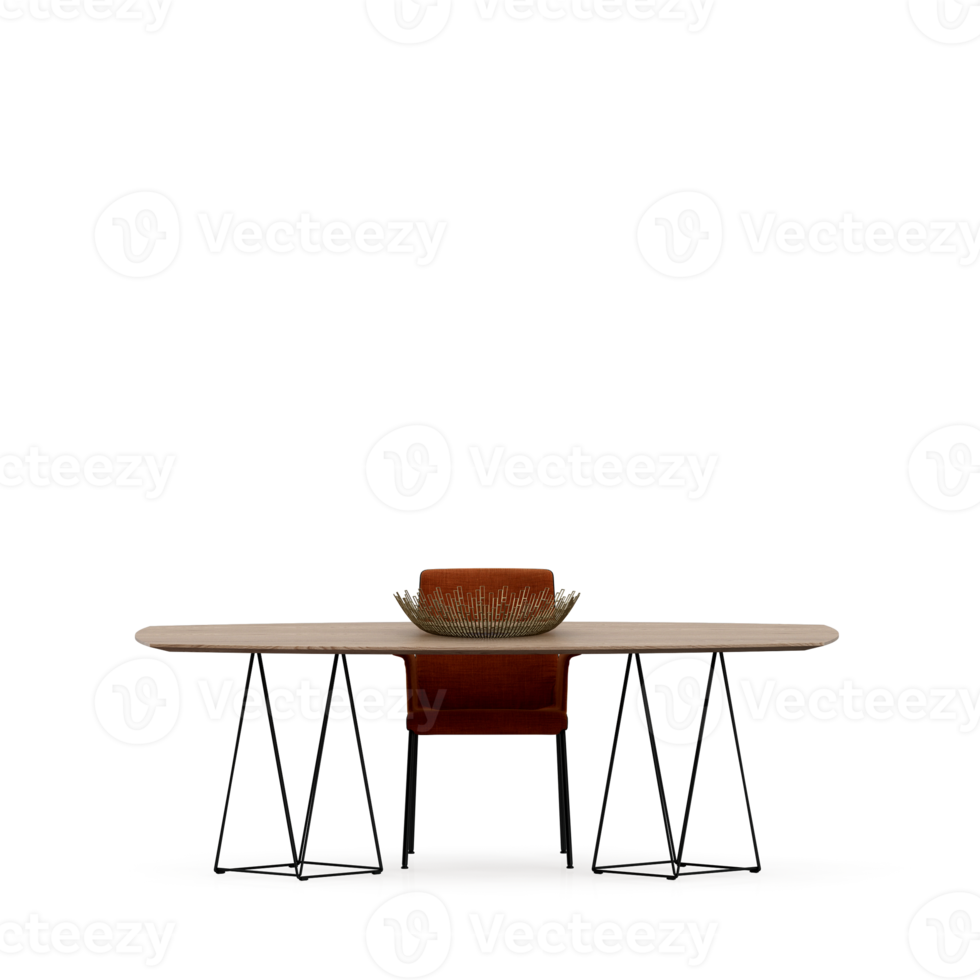 Isometric Table set front 3D render png