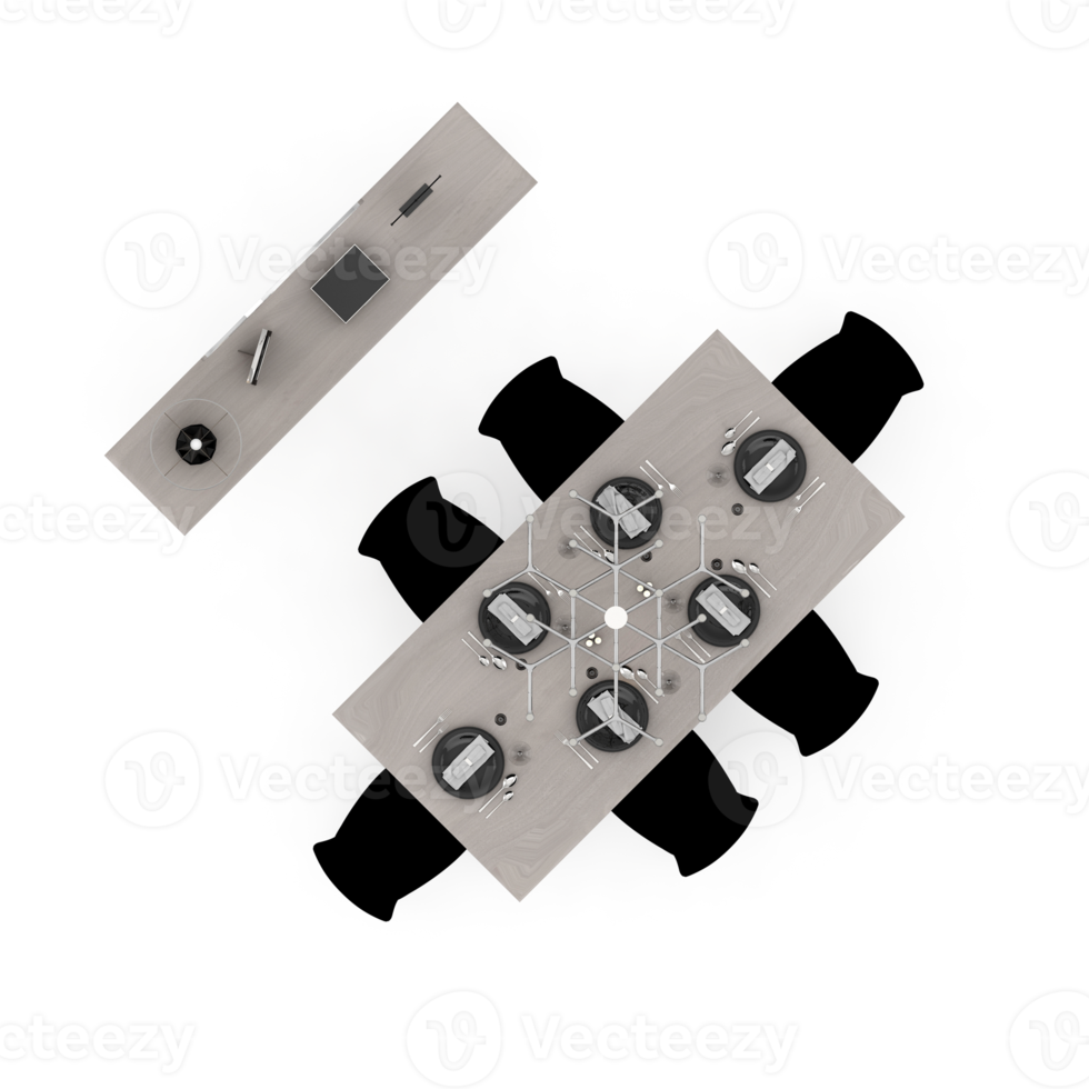 Isometric Table set Top 3D render png