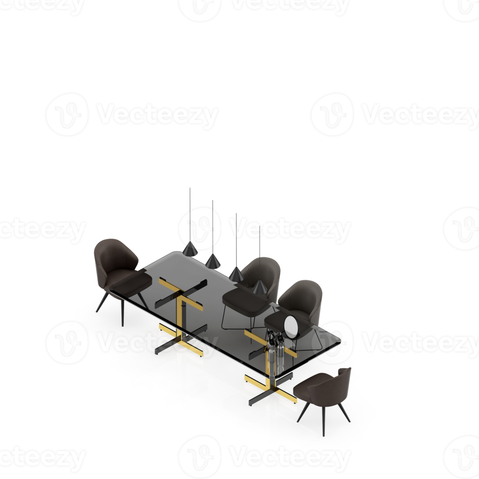 Isometric Table set Perspective 3D render png