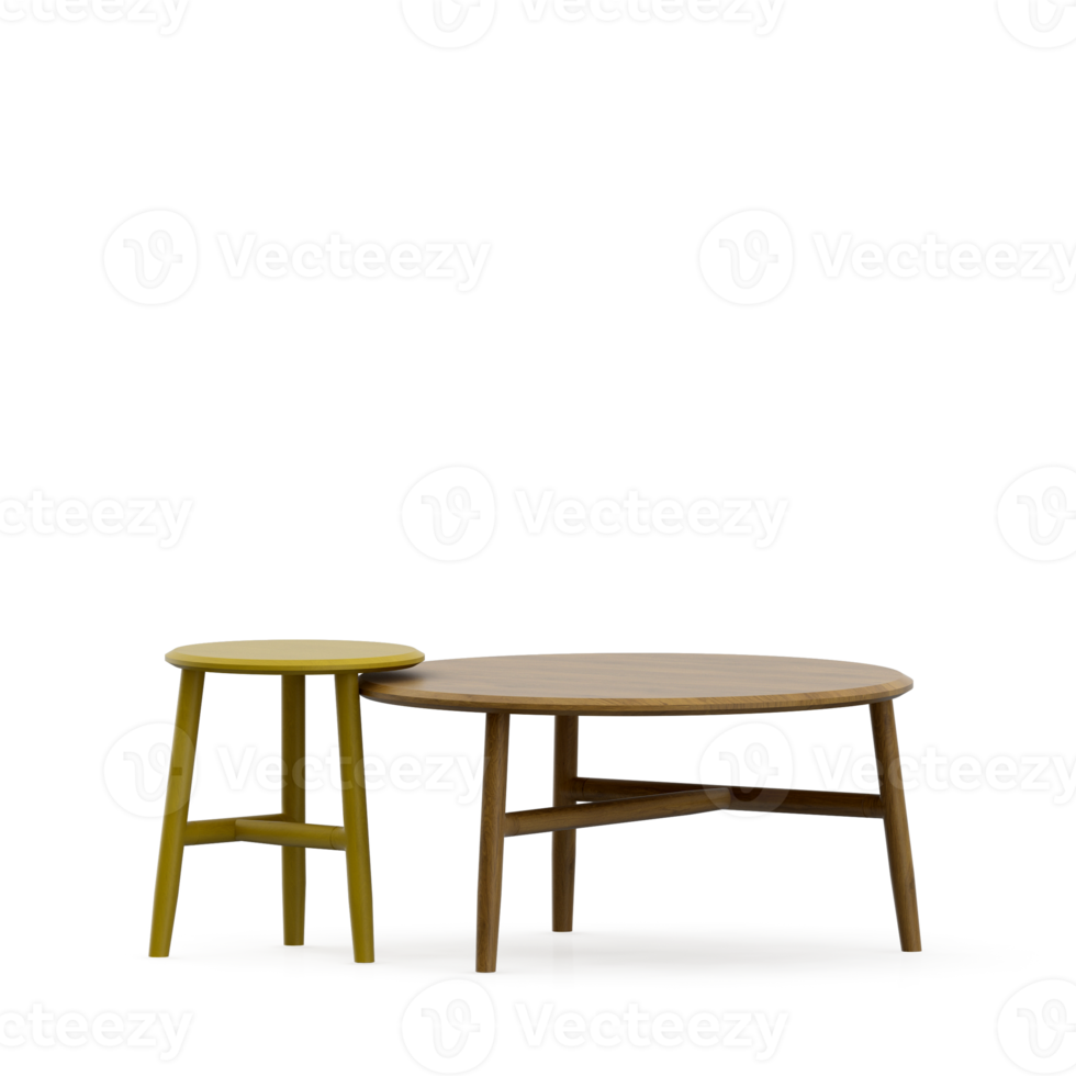 Isometric Table set front 3D render png