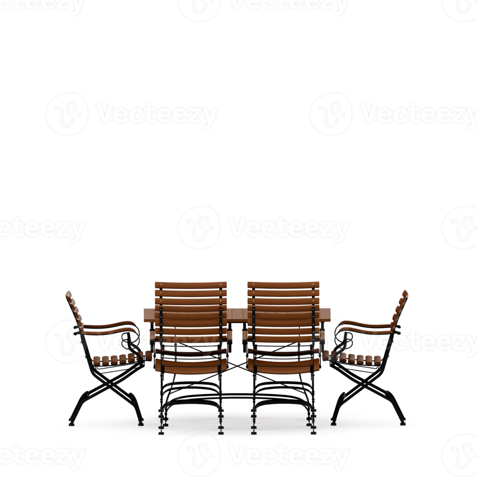 Isometric Table set front 3D render png