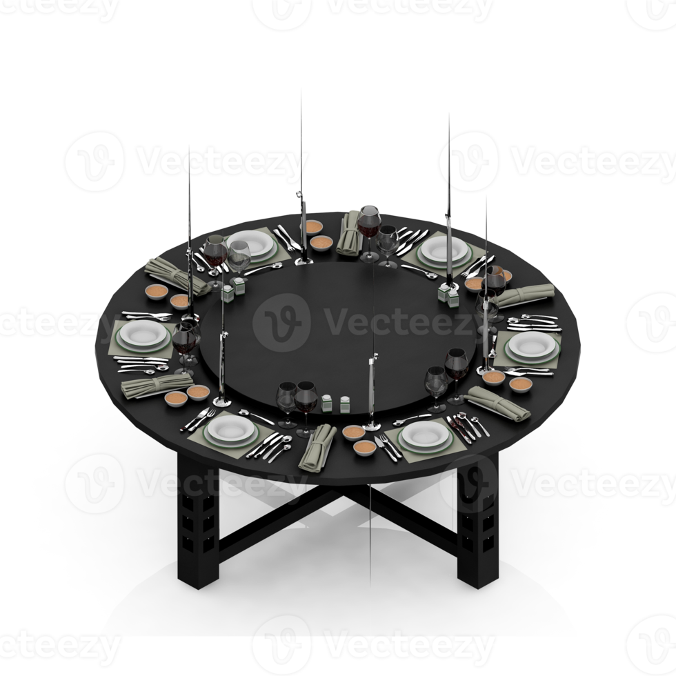 Isometric Table set Perspective 3D render png