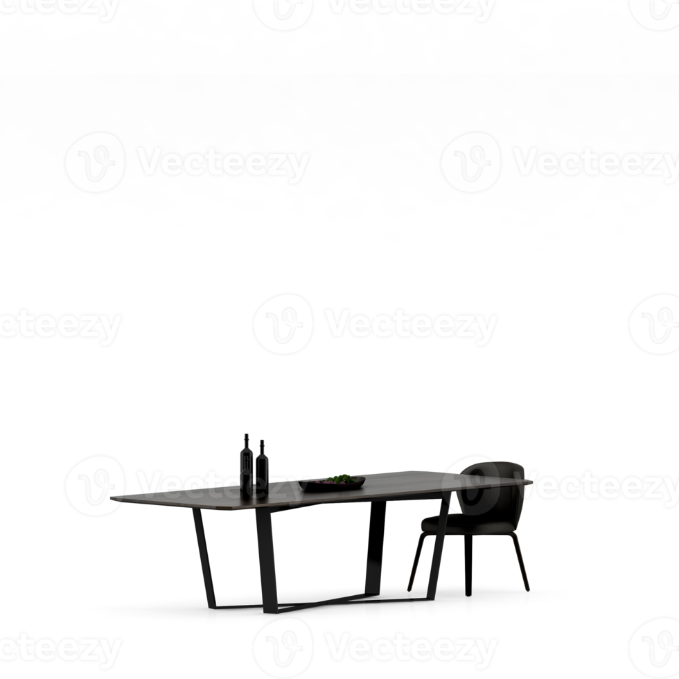 Isometric Table set front 3D render png
