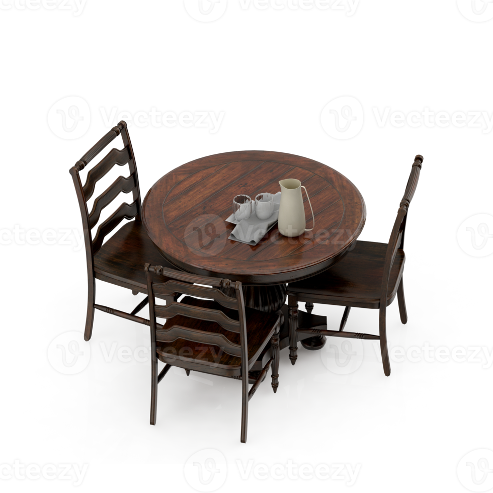 Isometric Table set Perspective 3D render png