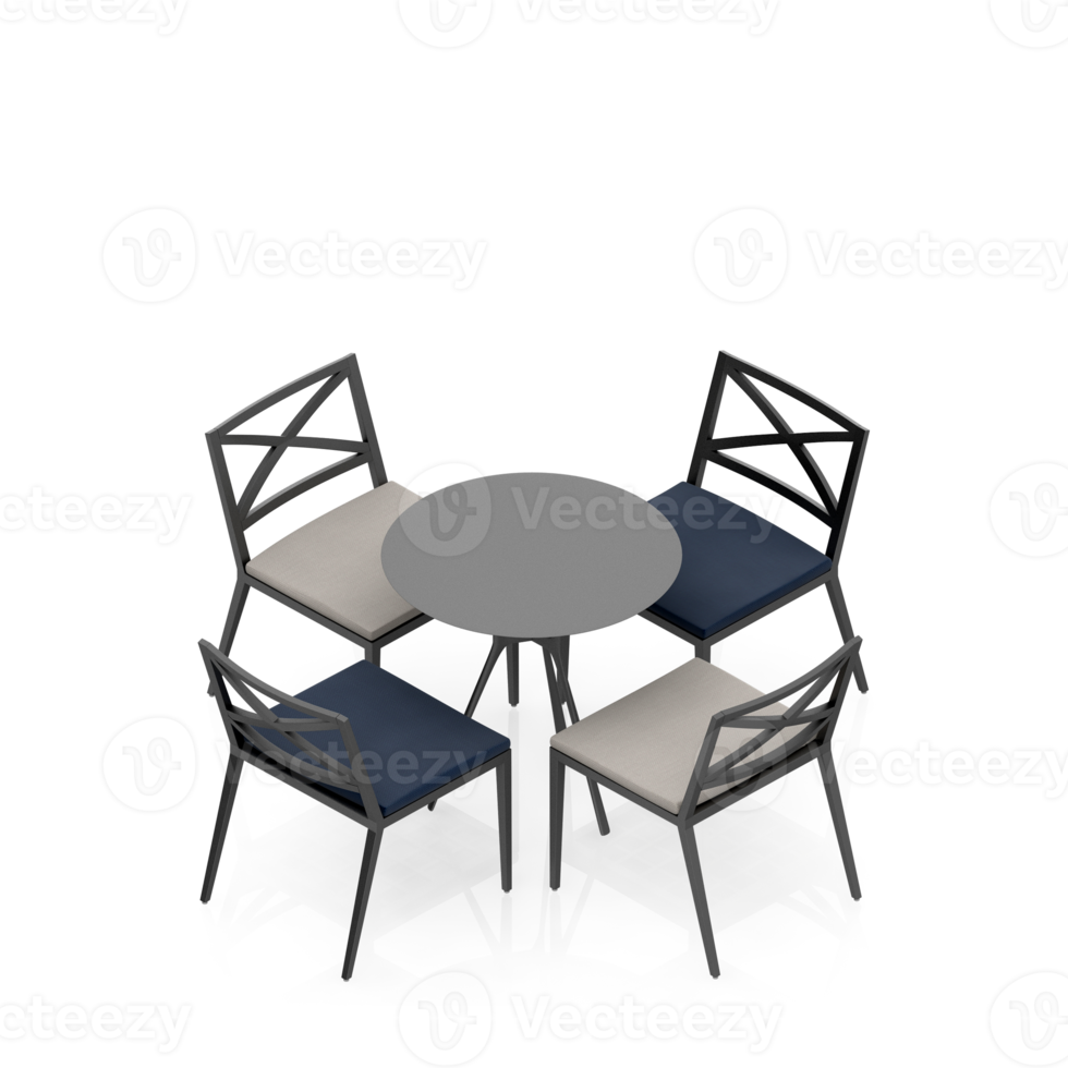 Isometric Table set Perspective 3D render png