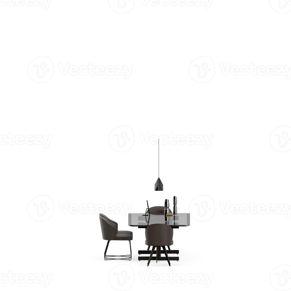 Isometric Table set front 3D render png