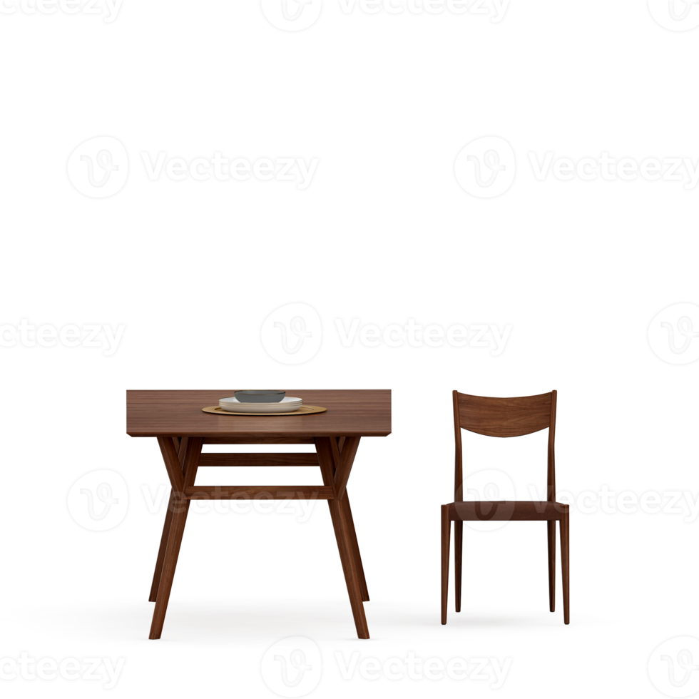 Isometric Table set front 3D render png