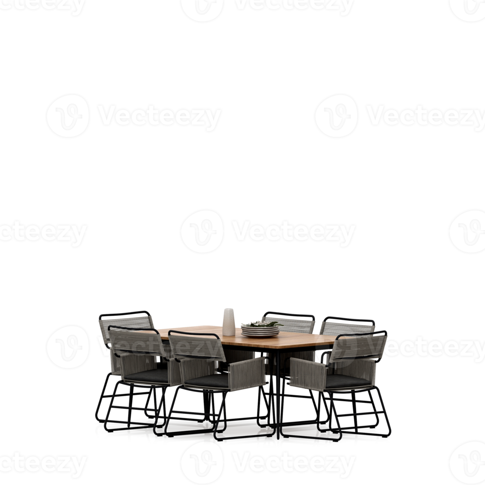 Isometric Table set front 3D render png