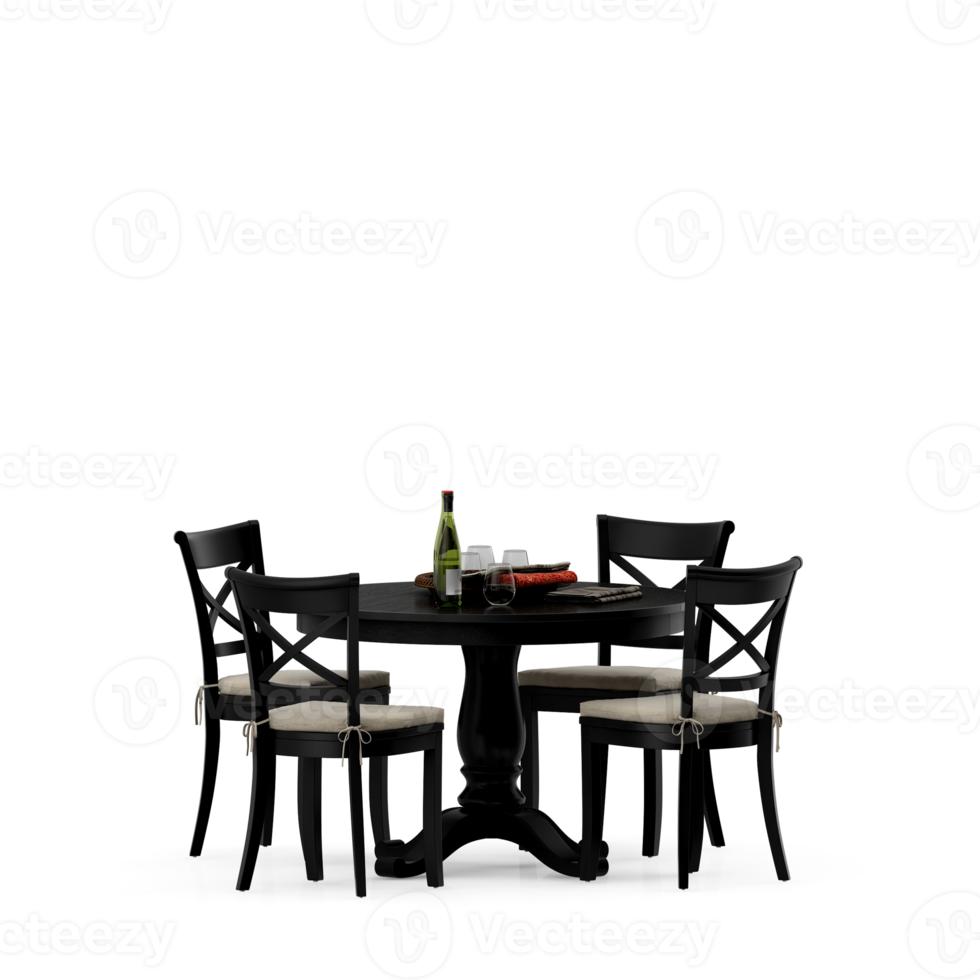 Isometric Table set front 3D render png