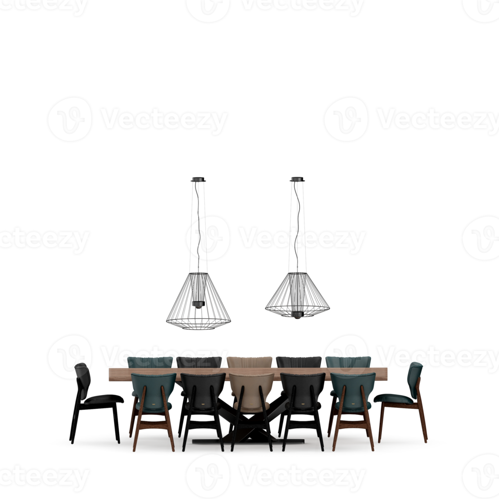 Isometric Table set front 3D render png