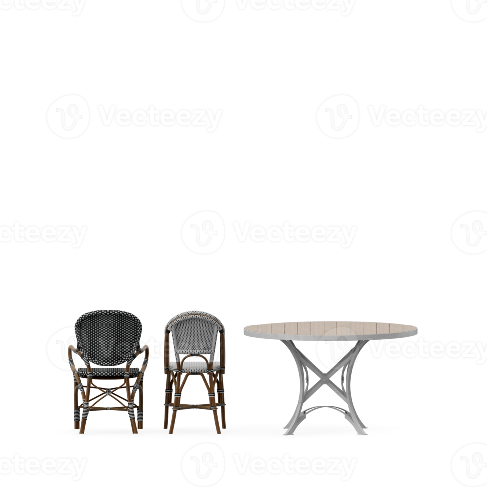 Isometric Table set front 3D render png