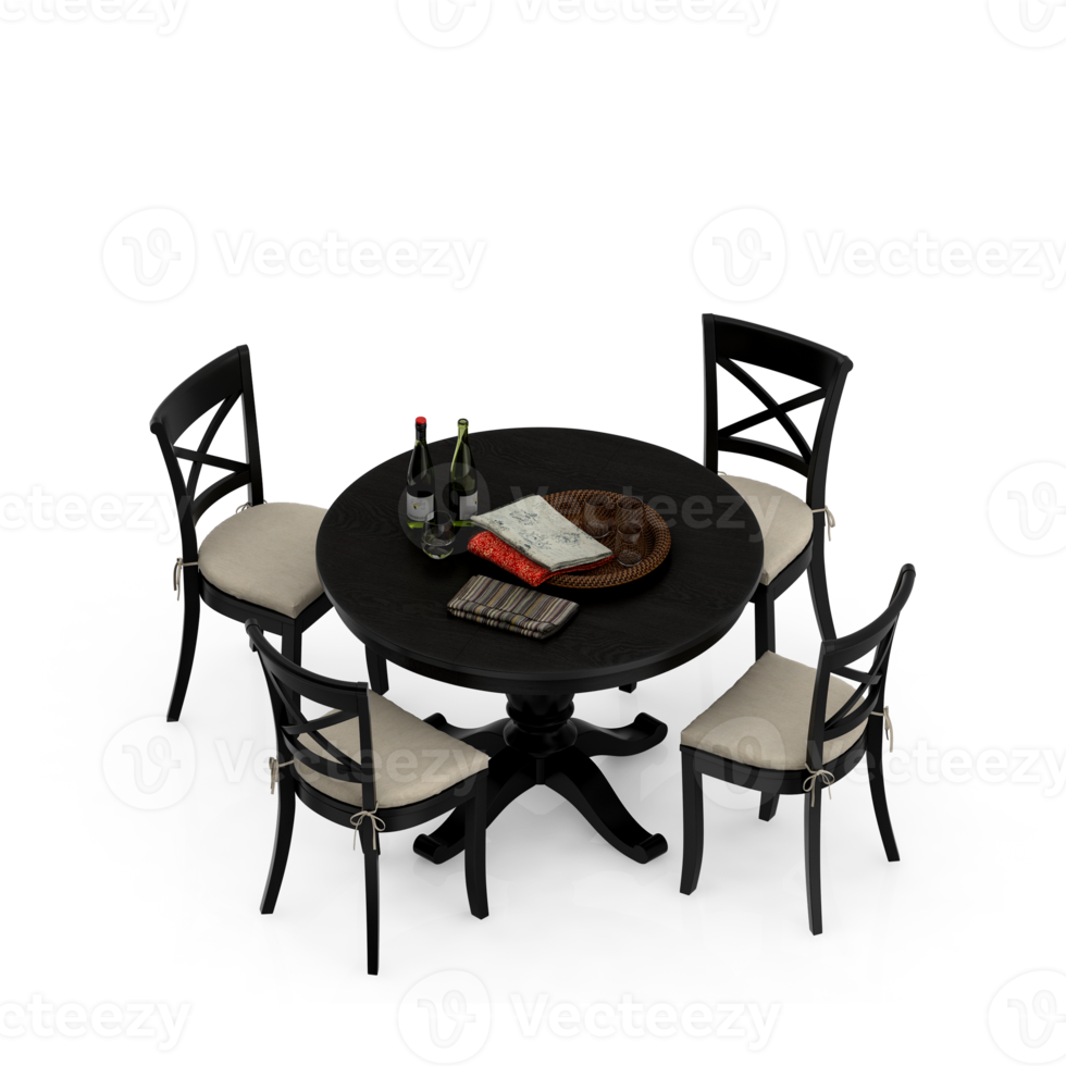 Isometric Table set Perspective 3D render png