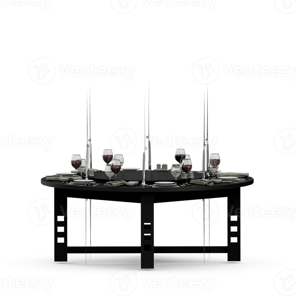 Isometric Table set front 3D render png