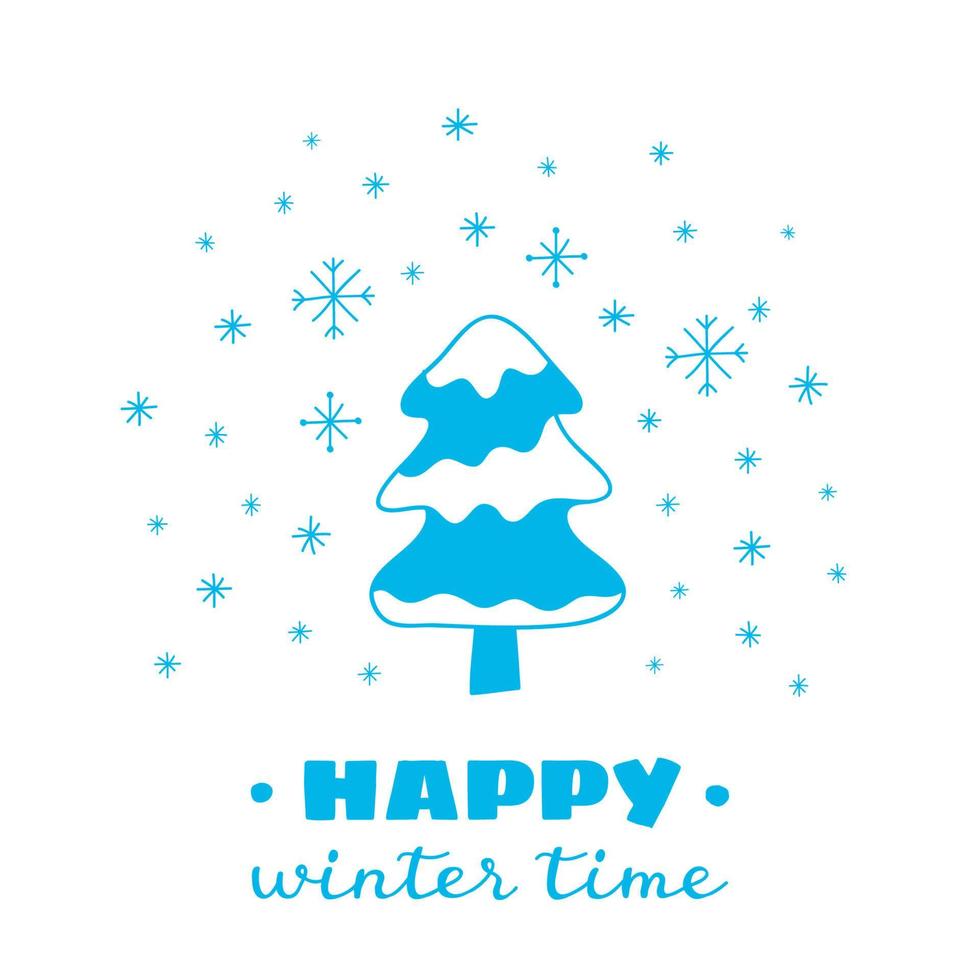 Poster with lettering and fir tree. vector