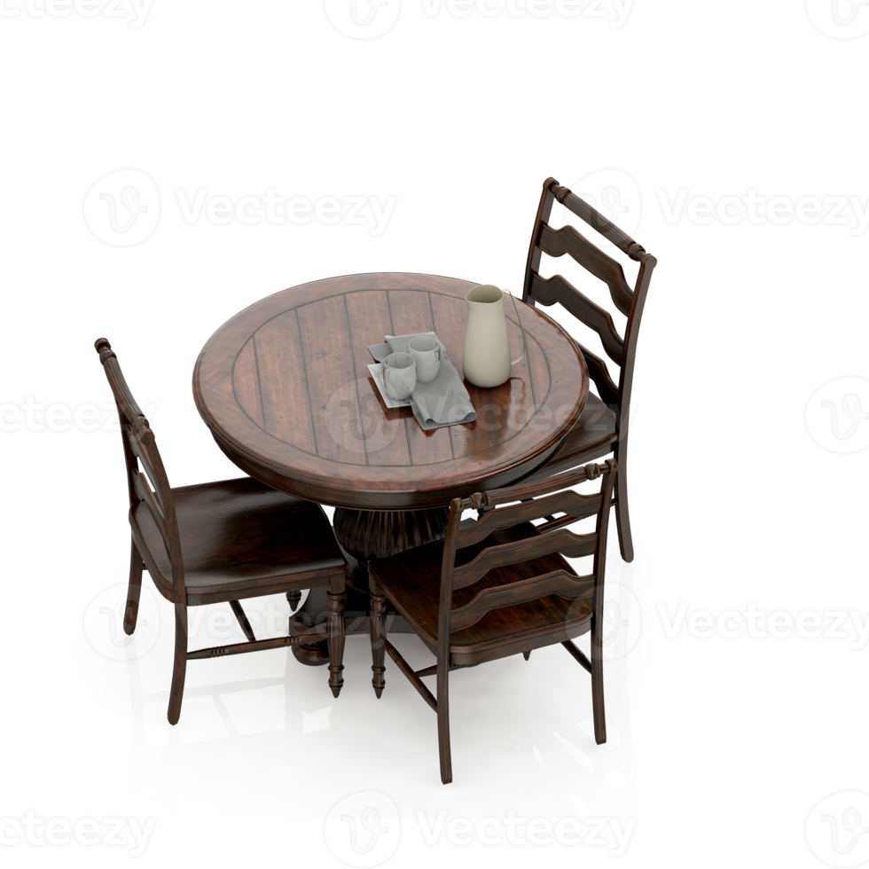 Isometric Table set Perspective 3D render png