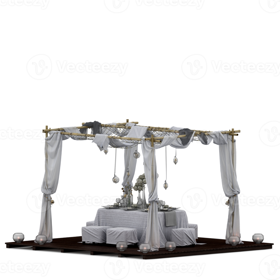 Isometric Table set front 3D render png