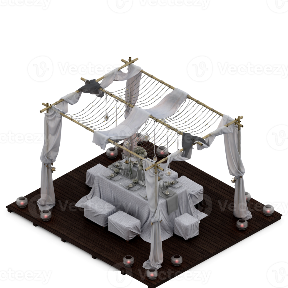 conjunto de mesa isométrica perspectiva 3d render png