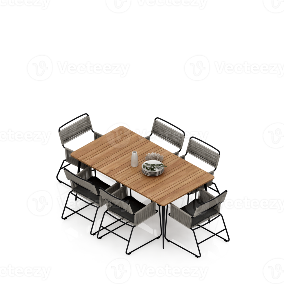 Isometric Table set Perspective 3D render png