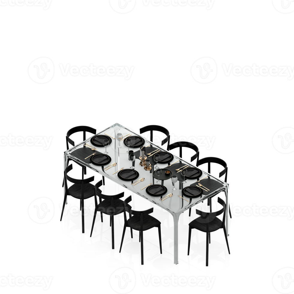 Isometric Table set Perspective 3D render png