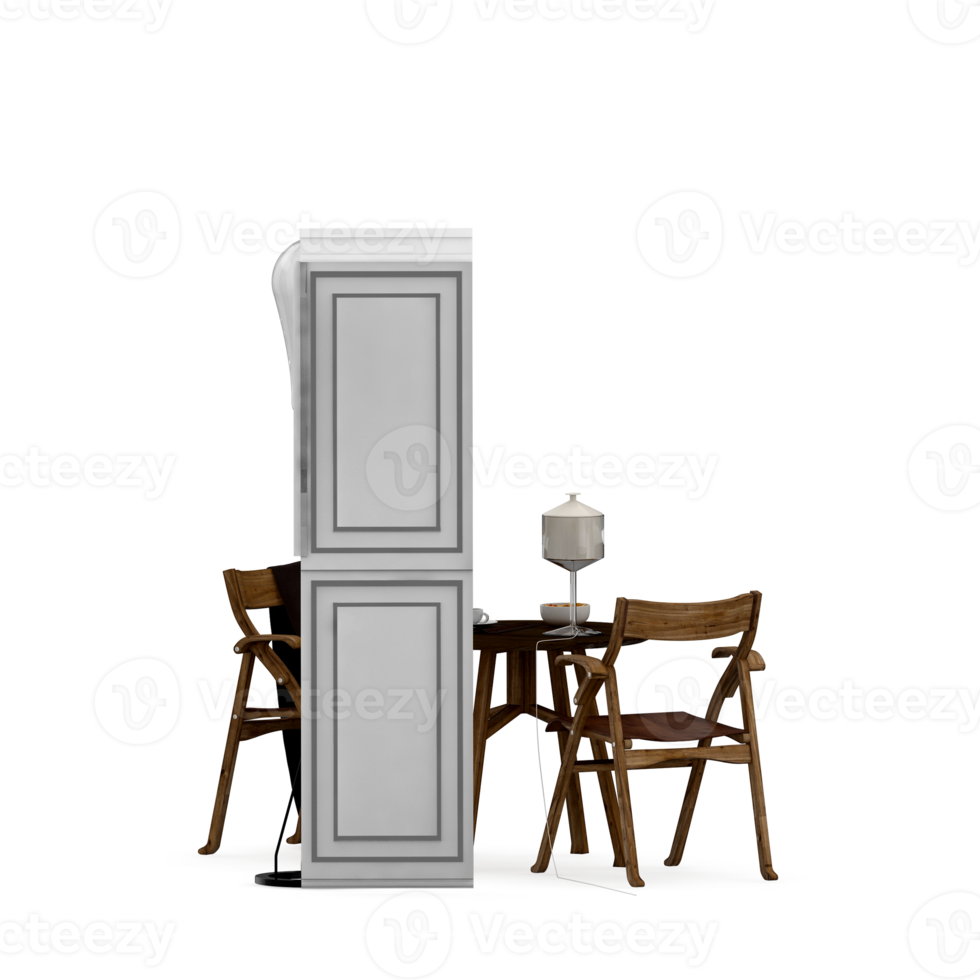 Isometric Table set front 3D render png
