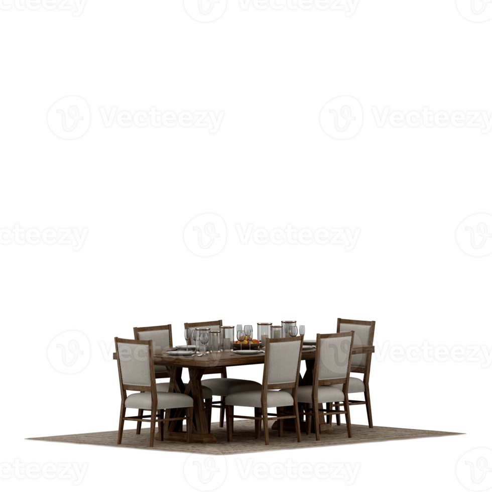 Isometric Table set front 3D render png