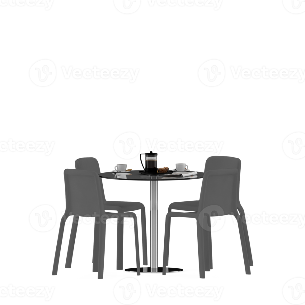 Isometric Table set front 3D render png