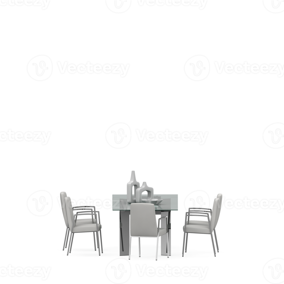 Isometric Table set front 3D render png