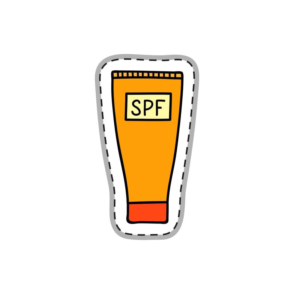 Spf cream tube sticker. vector