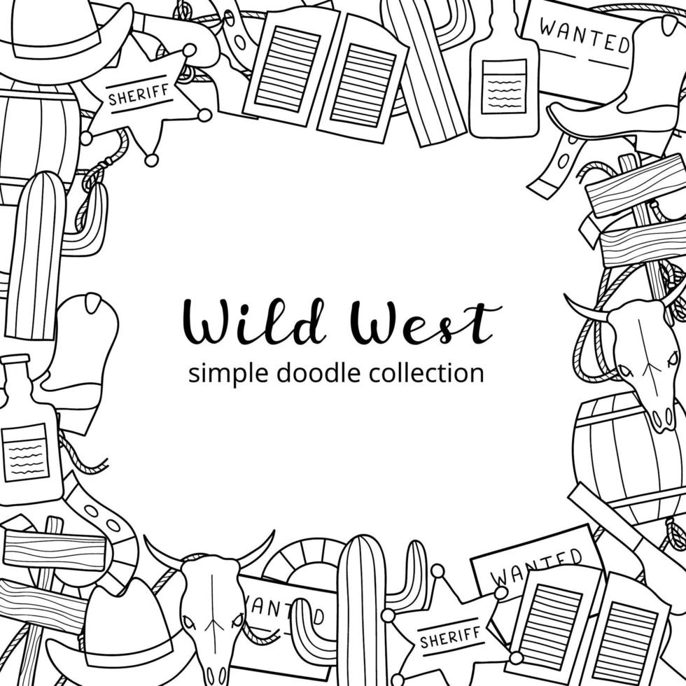 Square background with Wild West elements. vector