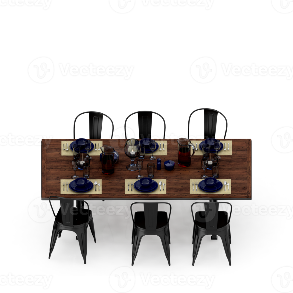 Isometric Table set Perspective 3D render png