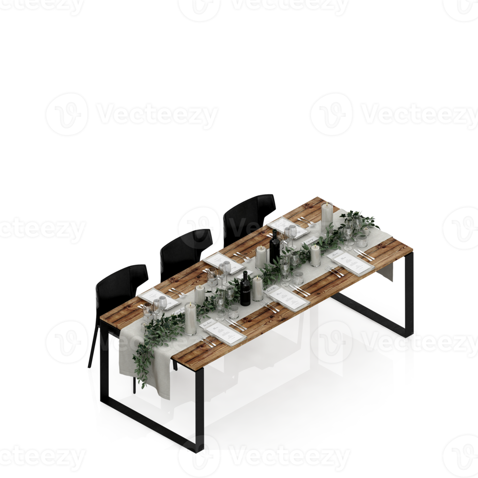 Isometric Table set Perspective 3D render png