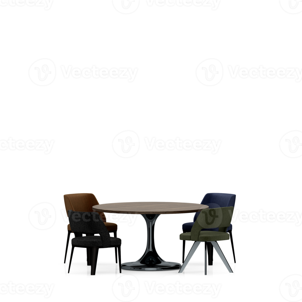Isometric Table set front 3D render png