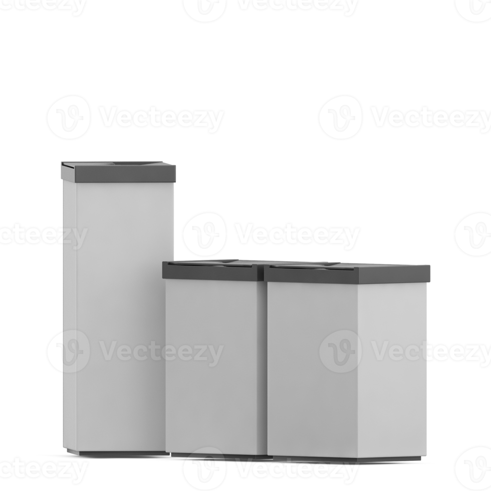 Isometric Trash Cans 3D Render png