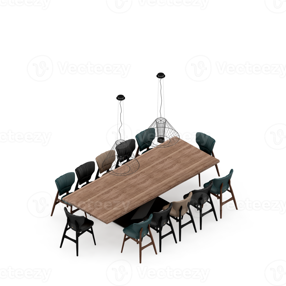 Isometric Table set Perspective 3D render png