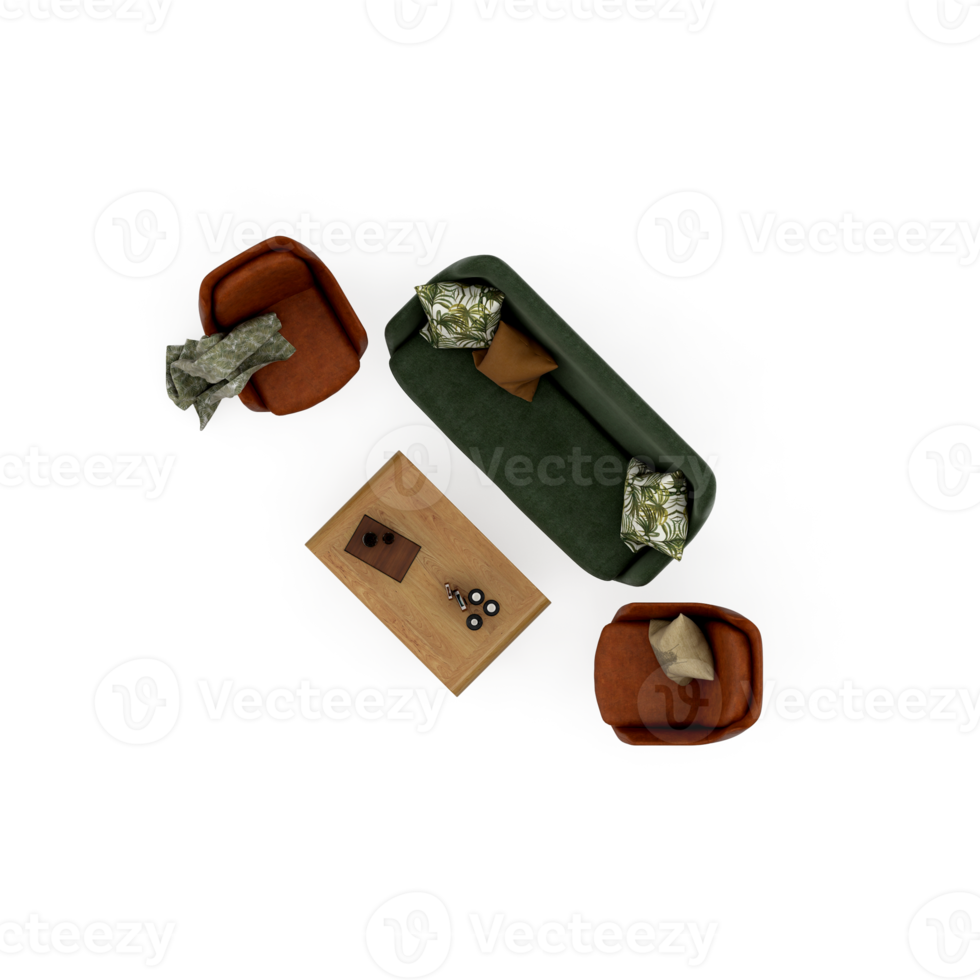 Isometric Table set Top 3D render png