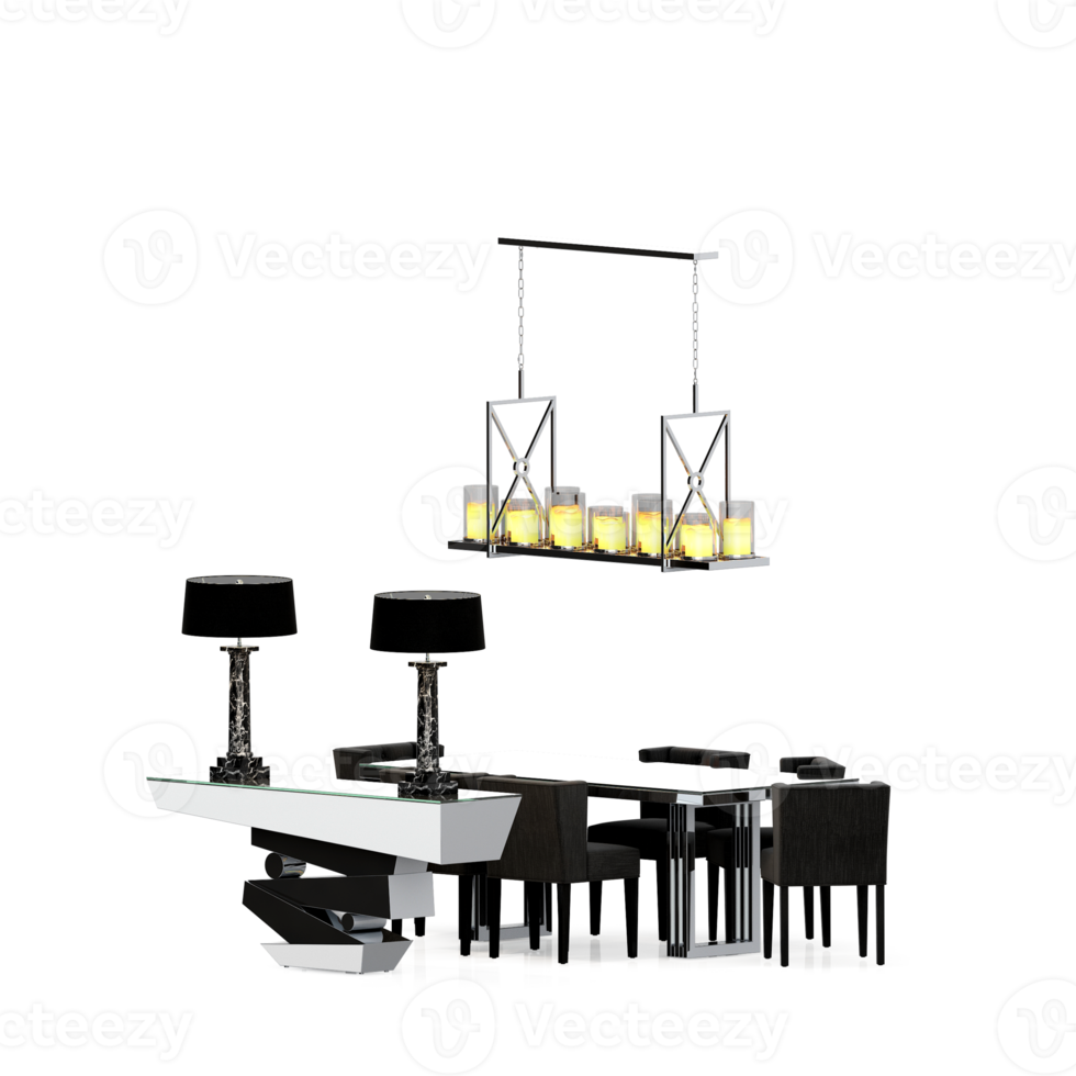 Isometric Table set front 3D render png