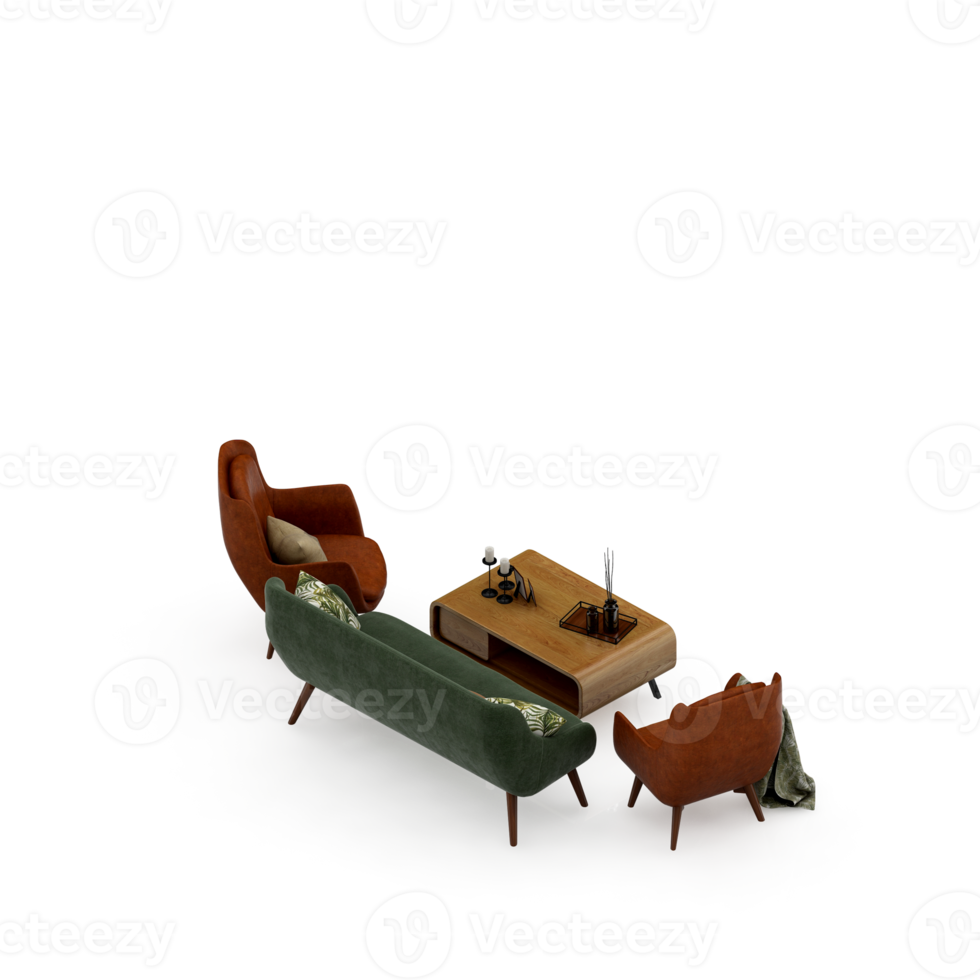 Isometric Table set Perspective 3D render png