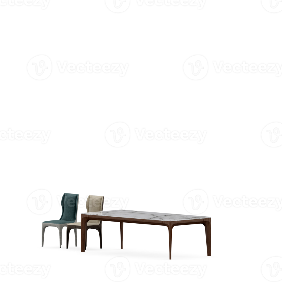 Isometric Table set front 3D render png