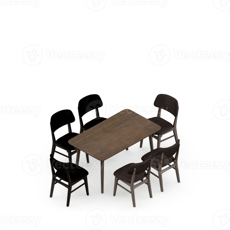 Isometric Table set Perspective 3D render png