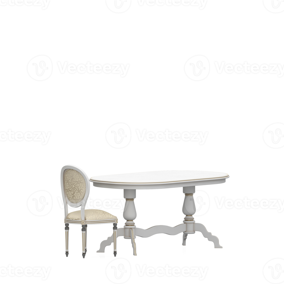 Isometric Table set front 3D render png