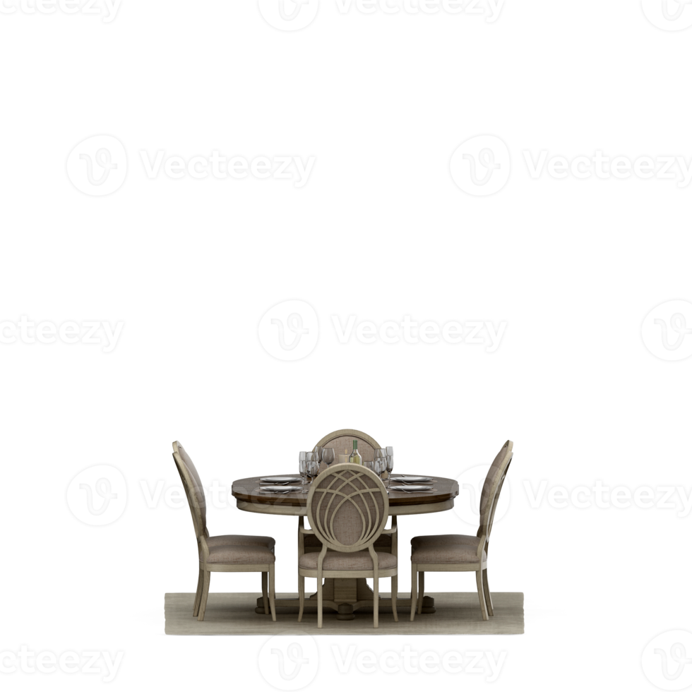 Isometric Table set front 3D render png