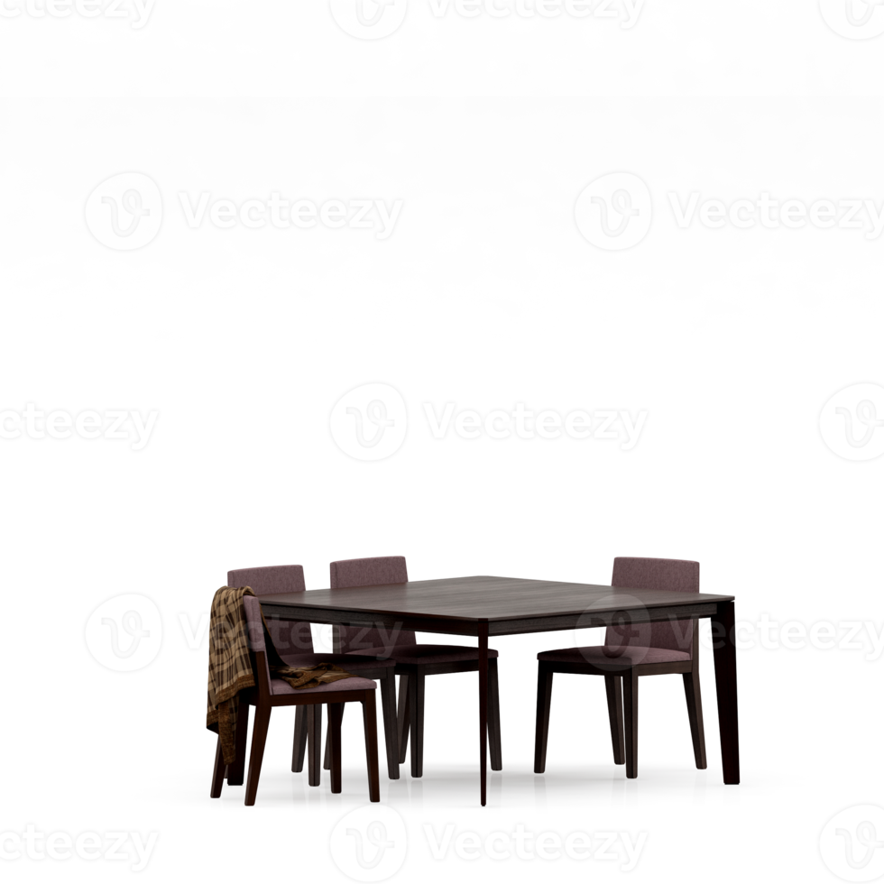 Isometric Table set front 3D render png